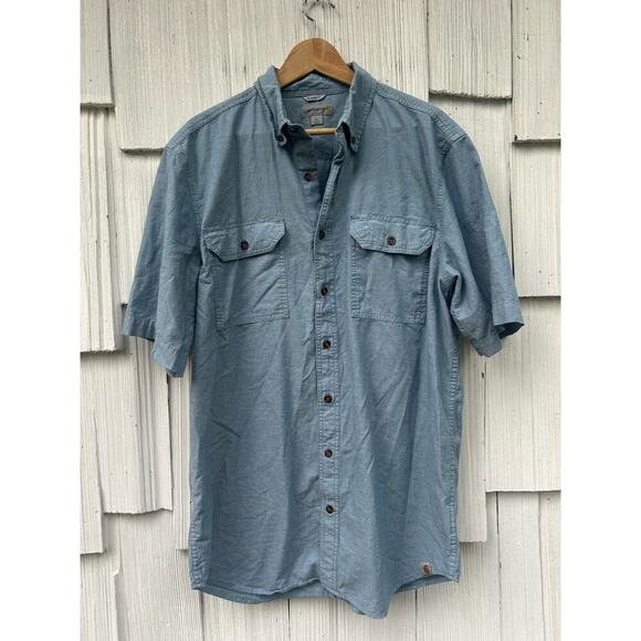 Carhartt Loose Fit Midweight Chambray Short Sleeve Shirt L Tall - Picture 2 of 8